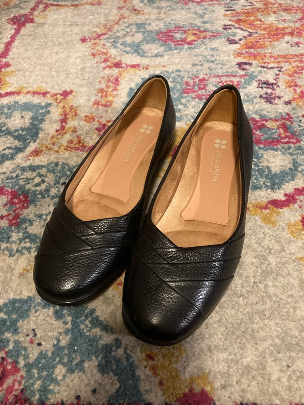 Naturalizer Black Textured Leather Slip-On Ballet Flats Size 7